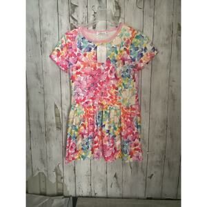 Sunshine Swing Girls Rainbow Heart Print Flutter-Sleeve Dress Size 12 NWT